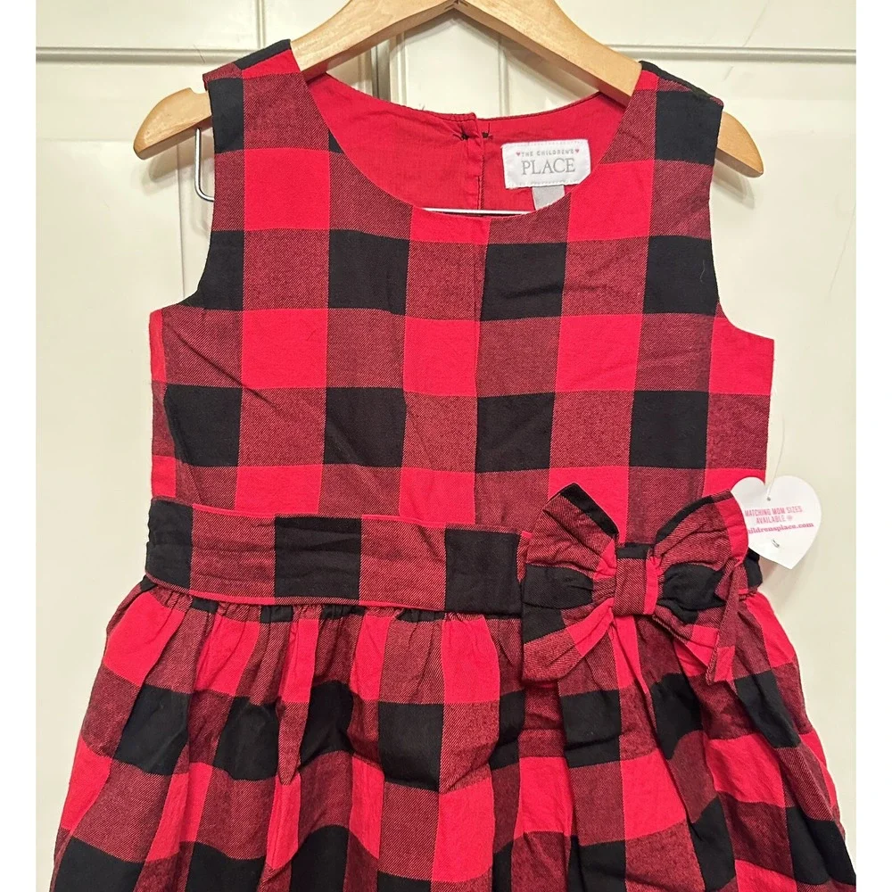 The Childrens Place Dress Girls 5T‎ Buffalo Plaid Red Black Sleeveless New